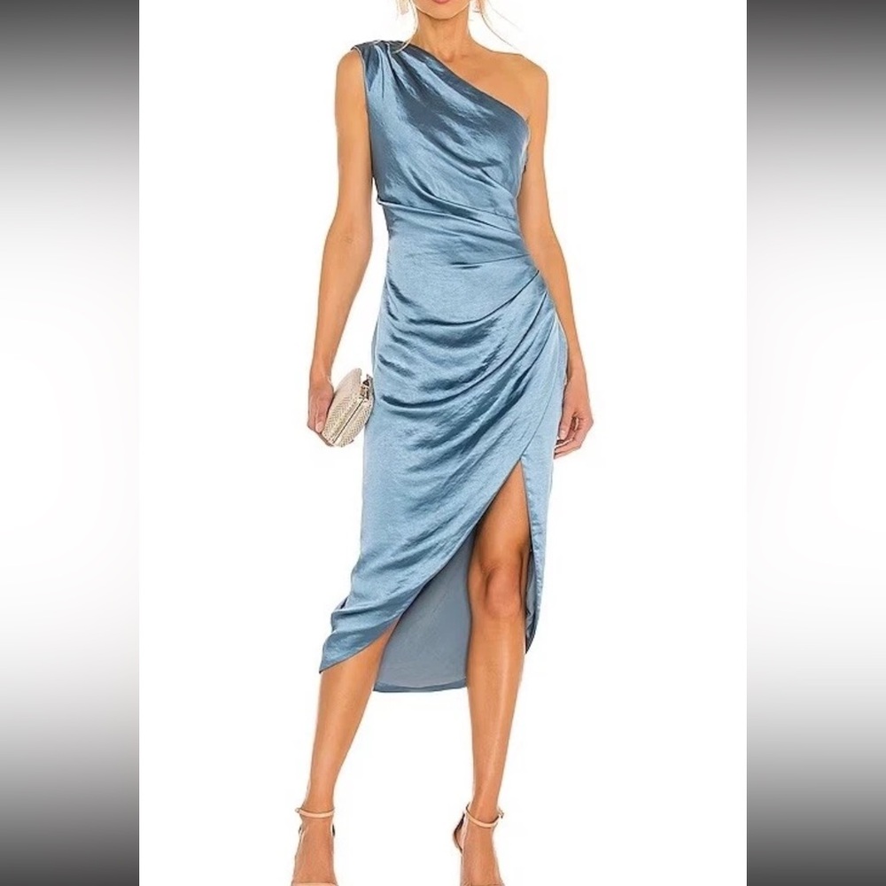 Elliatt Cassini Satin Blue Midi Dress